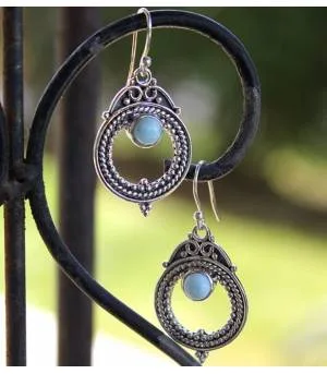 Boucles d'oreilles argent pierres naturelles larimar shantilight