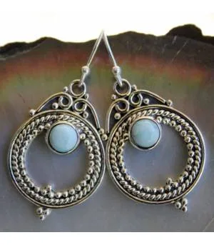 Boucles d'oreilles argent pierres naturelles larimar shantilight