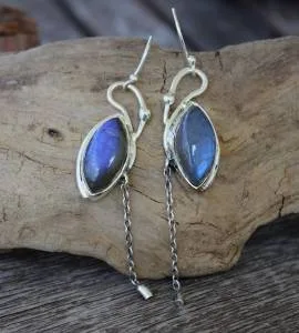 Boucles d’oreilles Akasha – Argent 925 & Labradorite