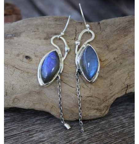Boucles d’oreilles Akasha – Argent 925 & Labradorite