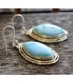 Boucles d'oreilles ethniques bijoux pierres naturelles Larimar shantilight