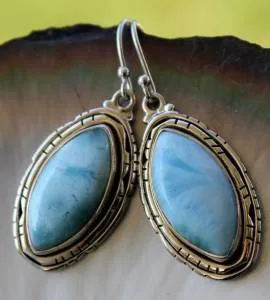 Boucles d'oreilles pierres larimar shantilight