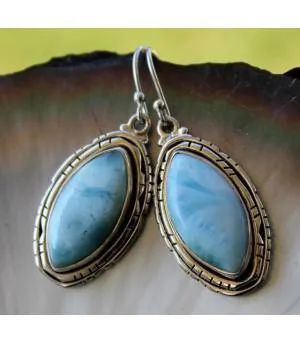 Boucles d'oreilles pierres larimar shantilight