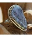 Bague ethnique argent épurée pierre agate dendritique