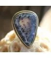Bague ethnique argent épurée pierre agate dendritique