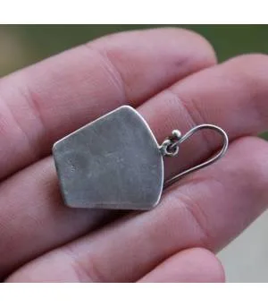 Boucles d'oreilles textures laiton argent 925 pierres aventurines facettées