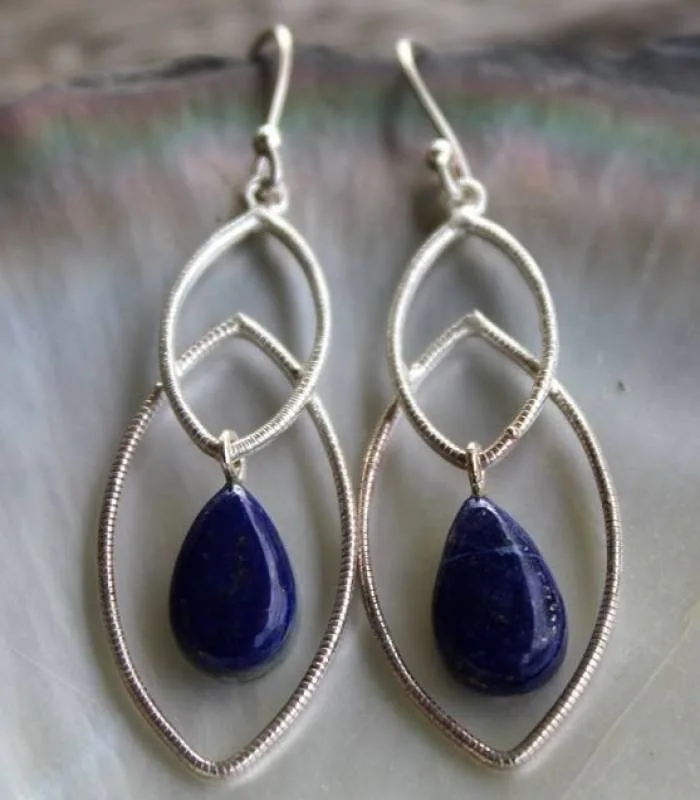 Boucles d’oreilles Sarasvatī – Argent 925 & Lapis Lazuli