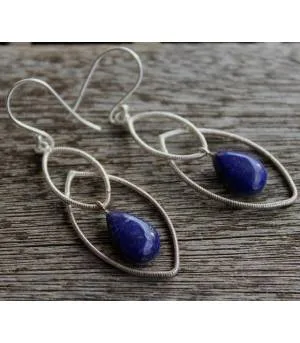 Boucles d’oreilles Sarasvatī – Argent 925 & Lapis Lazuli