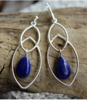 Boucles d’oreilles Sarasvatī – Argent 925 & Lapis Lazuli