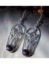 Boucles d'oreilles arbre de vie argent et pierre naturelle de lapis lazuli
