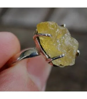 Bague argent bijoux pierre brute citrine