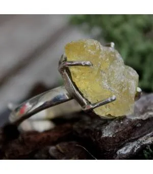 Bague argent bijoux pierre brute citrine