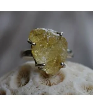 Bague argent bijoux pierre brute citrine