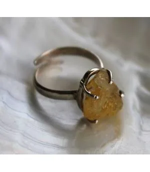 Bague argent bijoux pierre brute citrine