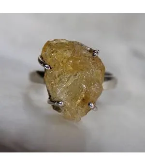 Bague argent bijoux pierre brute citrine