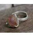 bague argent bijoux ethnique pierre brute tourmaline