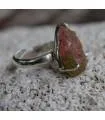 bague argent bijoux ethnique pierre brute tourmaline