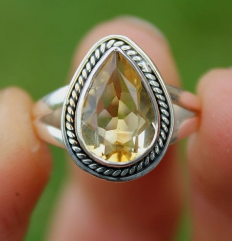 Bague argent "kaléidoscope" pierre facettée naturelle citrine