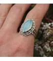 Bague argent bijou ethnique pierre naturelle de calcédoine Shantilight