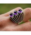 Bague argent bijoux ethnique moderne pierre améthyste Shantilight