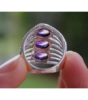 Bague argent bijoux ethnique moderne pierre améthyste Shantilight