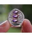 Bague argent bijoux ethnique moderne pierre améthyste Shantilight