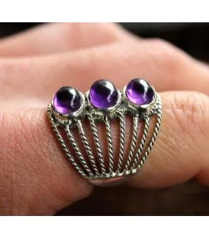 Bague argent bijoux ethnique moderne pierre améthyste Shantilight