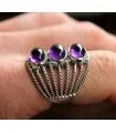 Bague argent bijoux ethnique moderne pierre améthyste Shantilight