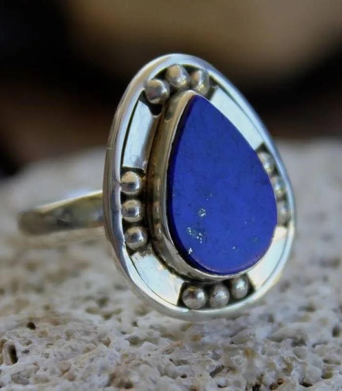 Bague argent bijoux indiens lapis lazuli