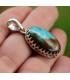Pendentif ethnique sertissage couronne pierre naturelle turquoise