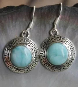 Boucles d'oreilles ethnique bijoux argent pierre larimar Shantilight