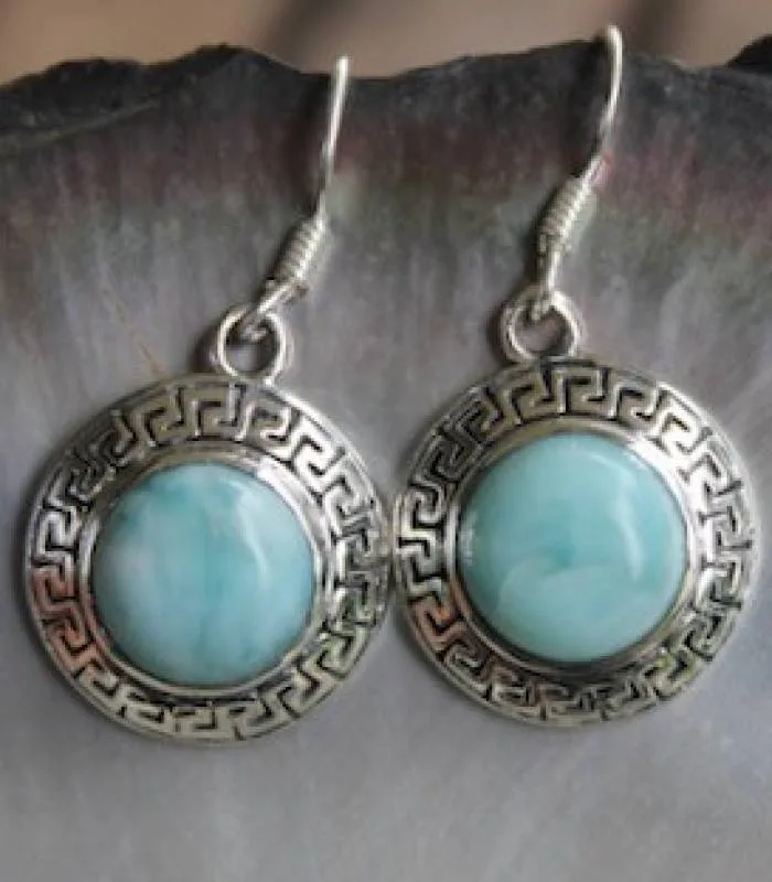 Boucles d'oreilles ethnique bijoux argent pierre larimar Shantilight