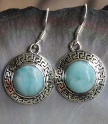 Boucles d'oreilles ethnique bijoux argent pierre larimar Shantilight