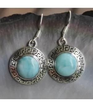Boucles d'oreilles ethnique bijoux argent pierre larimar Shantilight