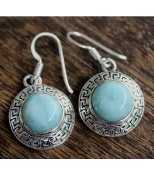 Boucles d'oreilles ethnique bijoux argent pierre larimar Shantilight