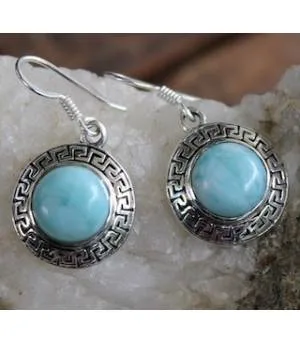 Boucles d'oreilles ethnique bijoux argent pierre larimar Shantilight
