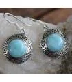 Boucles d'oreilles ethnique bijoux argent pierre larimar Shantilight
