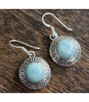 Boucles d'oreilles ethnique bijoux argent pierre larimar Shantilight