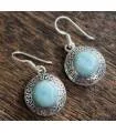 Boucles d'oreilles ethnique bijoux argent pierre larimar Shantilight