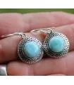 Boucles d'oreilles ethnique bijoux argent pierre larimar Shantilight