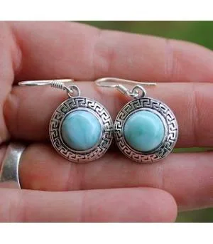 Boucles d'oreilles ethnique bijoux argent pierre larimar Shantilight