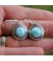 Boucles d'oreilles ethnique bijoux argent pierre larimar Shantilight