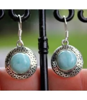 Boucles d'oreilles ethnique bijoux argent pierre larimar Shantilight