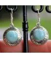 Boucles d'oreilles ethnique bijoux argent pierre larimar Shantilight