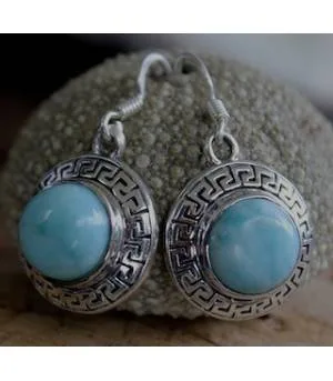 Boucles d'oreilles ethnique bijoux argent pierre larimar Shantilight