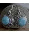 Boucles d'oreilles ethnique bijoux argent pierre larimar Shantilight
