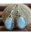 Boucles d'oreilles ethnique argent pierre de larimar