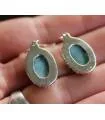 Boucles d'oreilles ethnique argent pierre de larimar