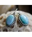 Boucles d'oreilles ethnique argent pierre de larimar
