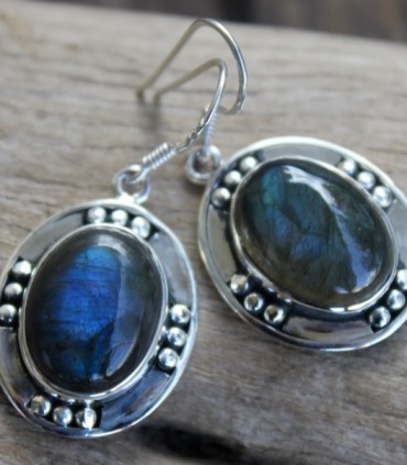 Boucles d'oreilles ethniques bijoux pierres naturelles labradorite Shantilight
